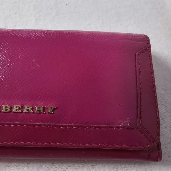 Burberry Patent Leather Heritage Grain Penrose Continental Wallet Pink - Picture 3 of 16